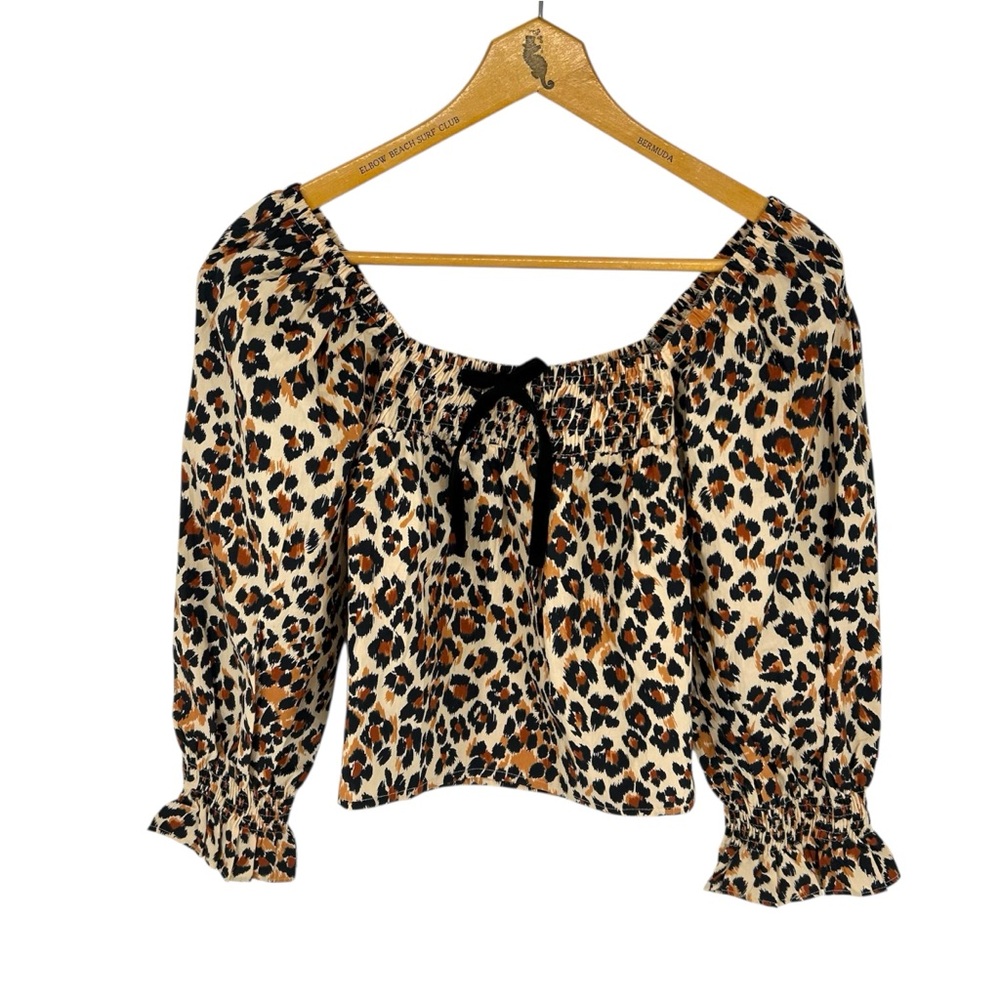 NWT Anthro x Mille Leopard Print Long Sleeve Jessie Top Size XS - Picture 5 of 11